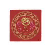 Chinese Zodiac Snake Red/Gold ID542 Stone Magnet