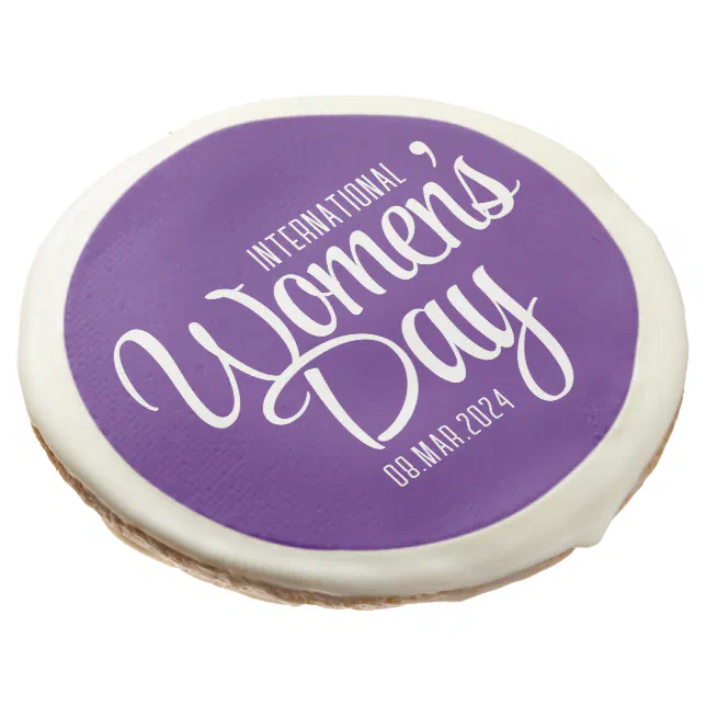 Purple Script International Women's Day March 8 Sugar Cookie