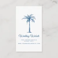 Modern Classic Blue Palm Beach Wedding Website Enclosure Card