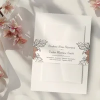 Elegant Modern Art Nouveau Floral Formal Wedding Invitation Belly Band