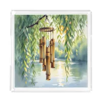Weeping Willow, Windchimes and Lake Acrylic Tray