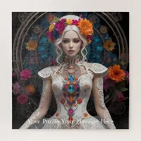 Floral White Muse of the Enchanted Garden Jigsaw Puzzle