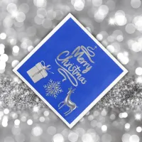 Merry and Bright Christmas in Silver and Blue | Paper Dinner Napkins