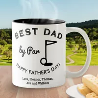 Best Dad by Par Father's Day Golf Themed Two-Tone Coffee Mug