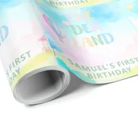 Sweet pastel onederland watercolor 1st Birthday Wrapping Paper