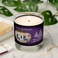 Merry Christmas Photo & Name Trees Snow Purple Scented Candle