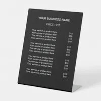 Black Simple Modern Price List Pedestal Sign