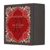 Red Bohemian Batik Monogram Anniversary Gift Box