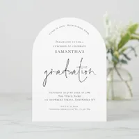 Elegant Black Text Grad Luncheon Graduation Arch Invitation