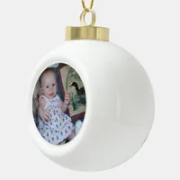 Ceramic Ball Christmas Tree Design with Cute Photo Ceramic Ball Christmas Ornament