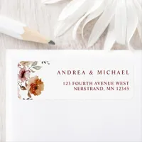 Terracotta Floral Wedding Return Address Label