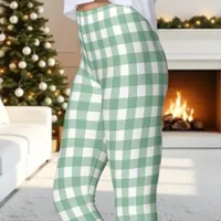 Green and White Buffalo Plaid Christmas Leggings