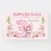 3 Year Old Birthday Party Kitten Theme Banner