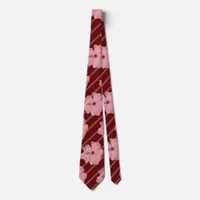 Pink Flowers And Stripes Neck Tie