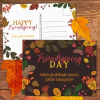 Autumn Leaves Acorns Berries Friendsgiving Quote Postcard