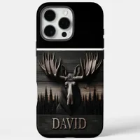 Moose Head Carving With Name iPhone 16 Pro Max Case