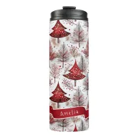 Red White Christmas Tree Pattern#4 ID1009 Thermal Tumbler