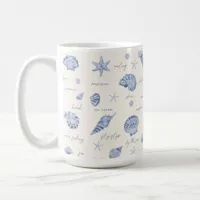 Shells Starfish Sun Fun Text Blue ID918  Coffee Mug