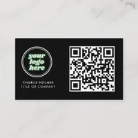 QR Code Business Logo | Black Modern Professional  Business Card