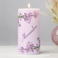 Pretty Pink Cherry Blossoms Pillar Candle