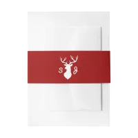 Rustic Red White Deer Wedding Invitation Belly Band