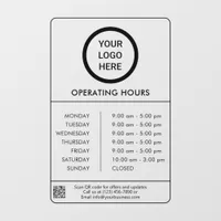 Black Professional Business Logo Operating Hours  Window Cling