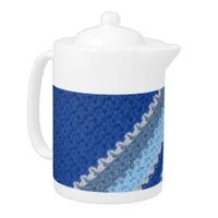 Teapot - Diagonal Blue Stripes in Crochet