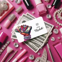 Empowered Hot-Pink Hustler Nail Salon Branding Business Card