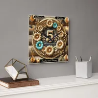 Rustic Love: Anniversary Floral Masterpiece Square Wall Clock