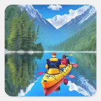 Couple in Kayak | Kayaking Themed Square Sticker