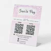 *~* 2 QR PAYMENT - Pink Tabletop Table Tent  Pedestal Sign