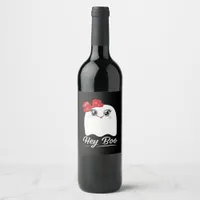 Cute Hey Boo Halloween Design Wine Label