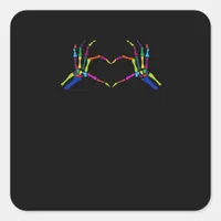 Cute Skeleton Sign Colorful Halloween Classic Square Sticker