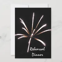 Fireworks on Black Summer Wedding Rehearsal Dinner Invitation