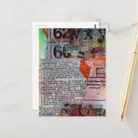 Abstract Numbers Letters Grunge collage  Postcard