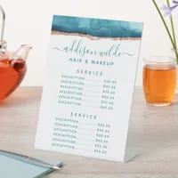 Teal And Gold Watercolor Service Price Pedestal Sign