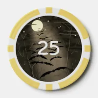 Bewitching Hour Full Moon Bats Vintage Halloween Poker Chips