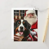 Santa Delivers a Bernese Mountain Dog Postcard