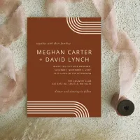 Terracotta Rustic Boho Arched Modern Wedding Invitation