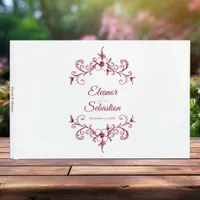 Elegant Vintage Romance Burgundy Floral Wedding Guest Book