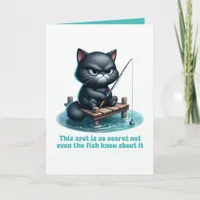 Secret Fishing Spot Funny Sarcastic Black Cat Card
