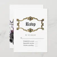 Floral Halloween Gothic Wedding RSVP Card