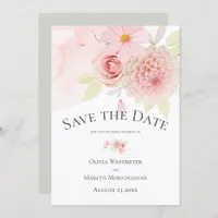 Save the Date Floral Pale Blush Pink Invitation