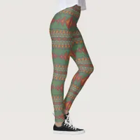 Southwest Sagebrush Green Geometric Design Legging