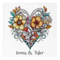 Floral Heart Romantic Personalized Acrylic Print