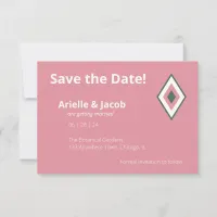 Minimalist Retro Pink & Hunter Green Save the Date Invitation