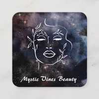 *~* Cosmic Nebula Plant Goddess Floral QR  Square  Square Business Card