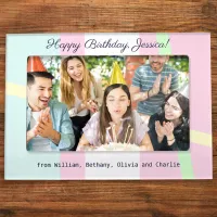 Pastel Colors Modern Abstract Happy Birthday Photo Magnetic Frame