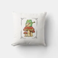 Mushroom Frog Goblincore Mycology Artistic Design Throw Pillow