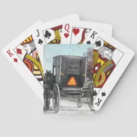 Autumn Amish Buggy Poker Cards